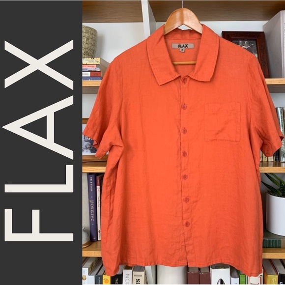 Flax Other - Rusty Orange FLAX Linen Button Down Shirt SM
